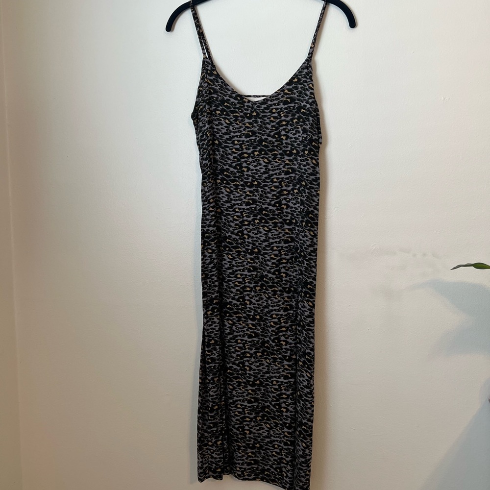 Hiatus midi length cheetah print spaghetti strap dress with slit | size S